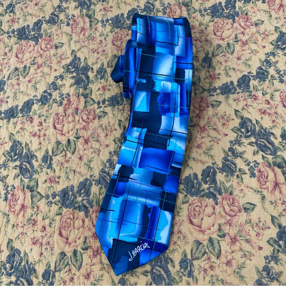 J. Garcia Blue Abstract Pattern Men's Neck Tie